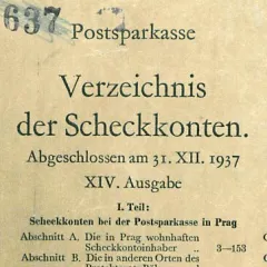 Seznam šekových účtů Poštovní spořitelny (1937)