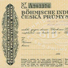 Šek České průmyslové banky (konec 30. let 20. stol.)