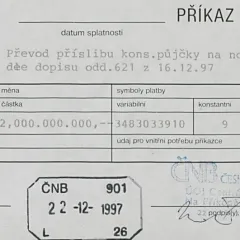 Příkaz k úhradě ve výši 2 mld. Kč (1997)