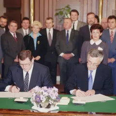 Podpis dohody o spolupráci ČR a SR (1992), Hejzlar Jaroslav, ČTK
