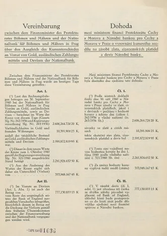 Dohoda o vyrovnání kurzových rozdílů na zásobách zlata a deviz Národní banky (1941)